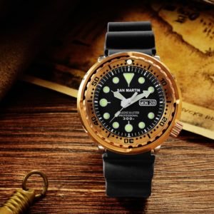 Bronze Watch SAN MARTIN Mechanical Luminous BRONZE Diving Watch With DATE WINDOW SN003-Q