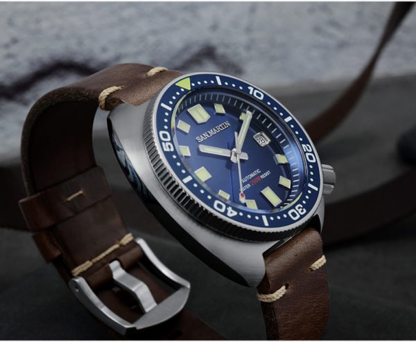 SN047 San Martin mechanical watch sports diving watch SN047-G with leather strap