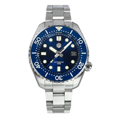 San Martin SN086-G with blue sunburst dial and blue bezel