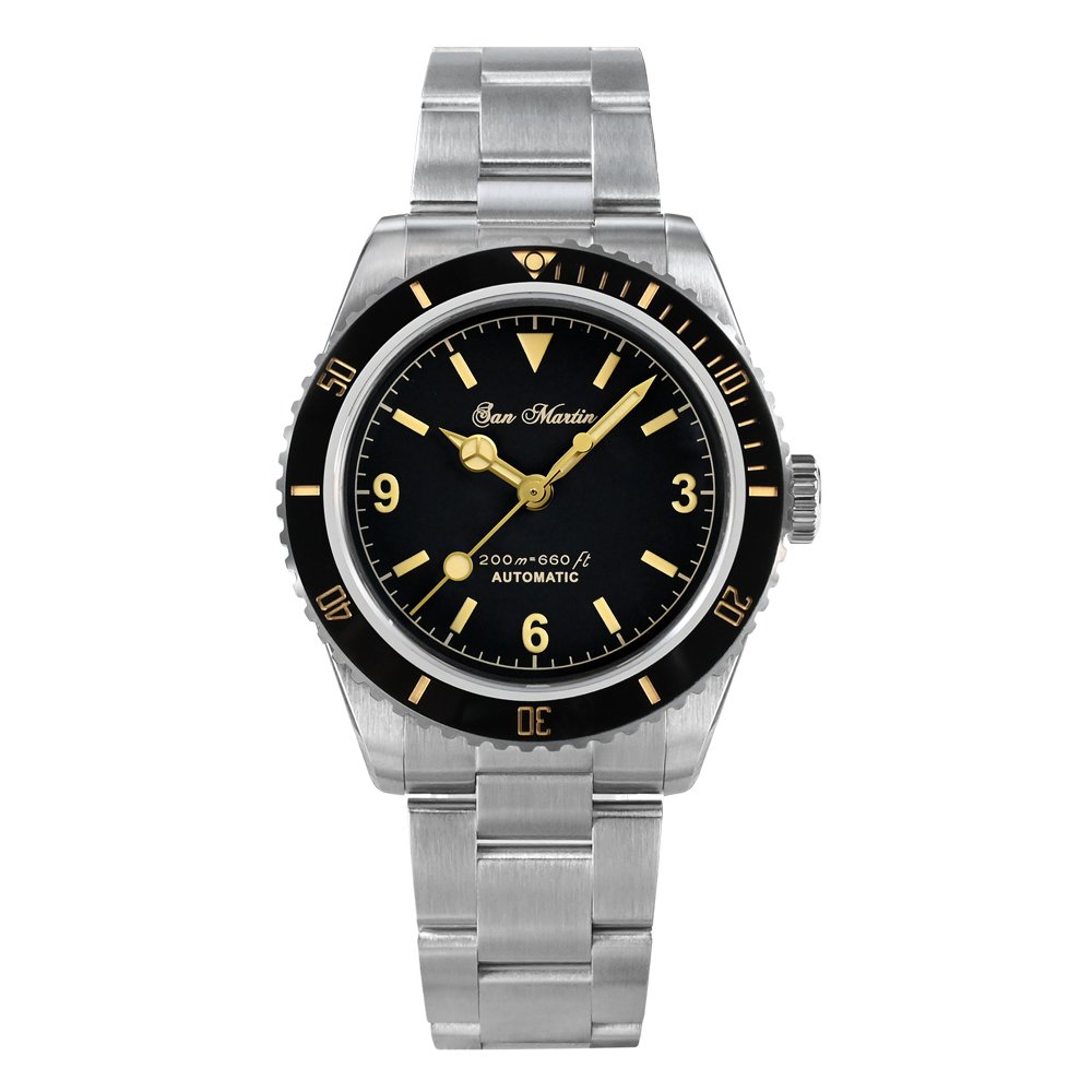 San Martin SN0004G-V2 Black dial with 3/6/9 hour markers