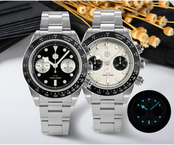 New Arrivals San Martin 40mm Panda BB Chronograph Seagull ST1901 Manual Mechanical Watch SN052-G-JS