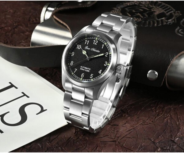 New Arrivals SAN MARTIN 37mm mechanical military pilot watch 100 meters waterproof with Miyota 8215 SN034-G