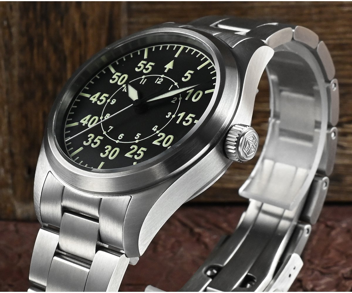 New Arrivals San Martin 39mm Pilot Watch Military Style NH35 Automatic Mechanical Watch With Steel Bracelet SN030-G-V2