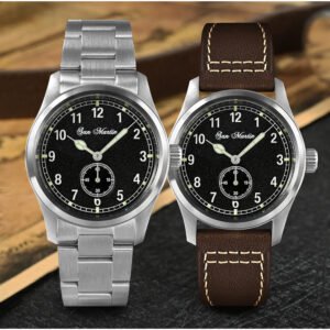 New Arrivals SAN MARTIN 37mm quartz military pilot watch 100 meters waterproof with RONDA 6004 SN034-G-SY