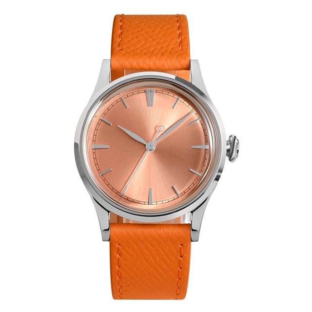 San Martin SN0101-G with Ronda 715 and sunray salmon three-hand dial
