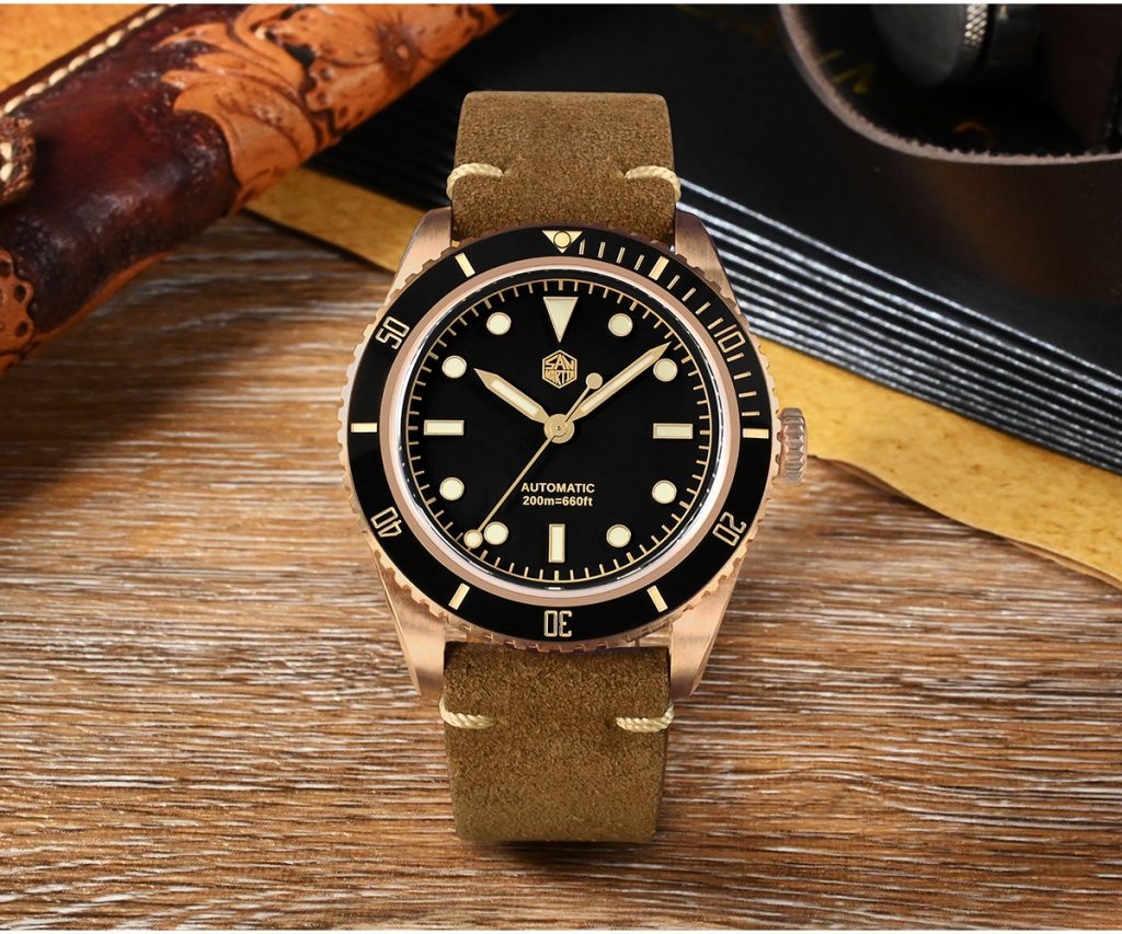 SAN MARTIN mechanical diving watch 38mm bronze 200 meters waterproof