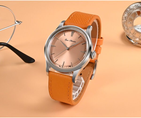 New Arrivals SAN MARTIN Dress Watch 38mm Sunburst Dial Simple Watches 5 Bar Leather Strap with PT5000 and SW200 movement SN0101-G-A