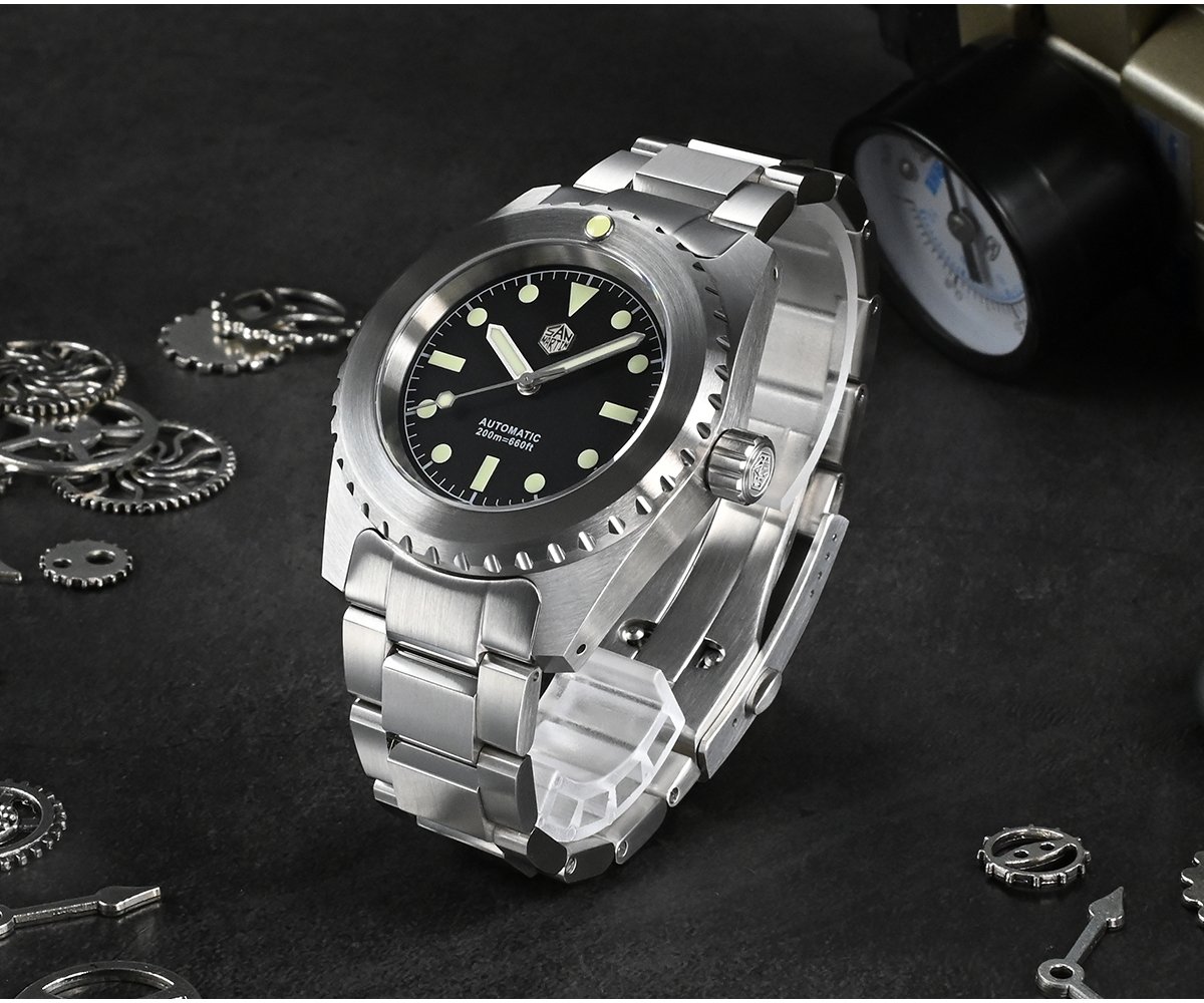 New Arrivals SAN MARTIN 41mm Retro Diver Middle Ages Vintage Mechanical Watches 200m Miyota 8215&8315 movement SN029-G