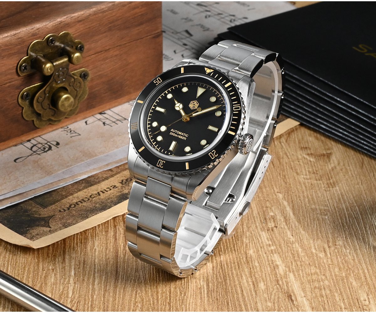 New Arrivals SAN MARTIN mechanical diving watch 200 meters waterproof with PT5000 and SW200 movement SN004-G-B