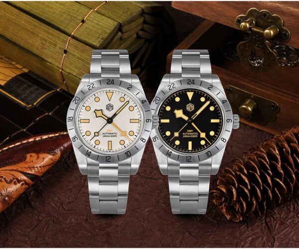 New Arrivals San Martin 39mm BB GMT Mechanical Watch 100M Water Resistant SN0054-G-GMT