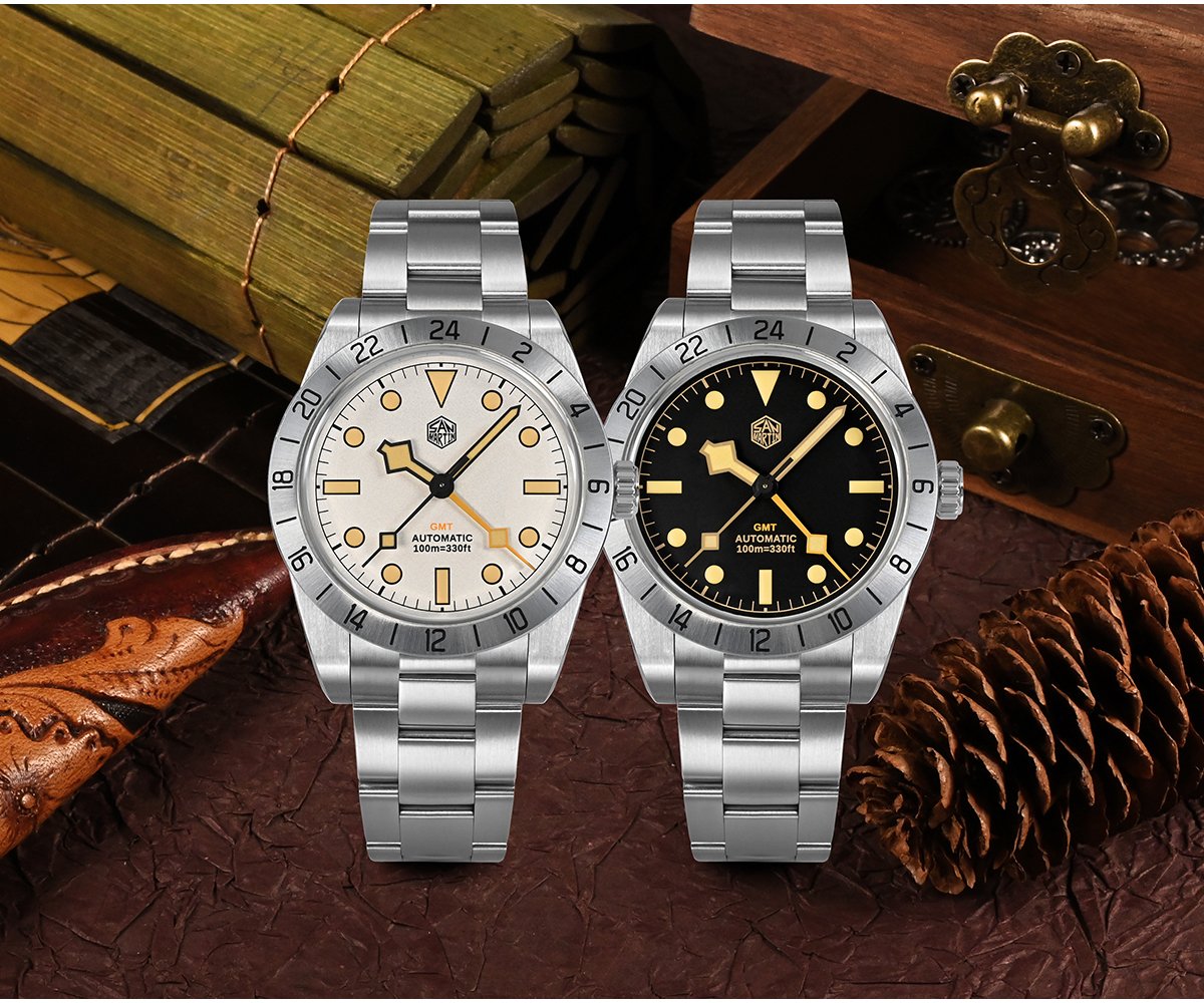 San Martin 39mm BB GMT Mechanical Watch 100M Water Resistant SN0054-G-GMT -  San Martin Official Store