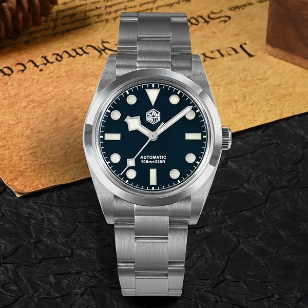 San Martin SN021-G-B3 with dark blue dial and snowflake hands