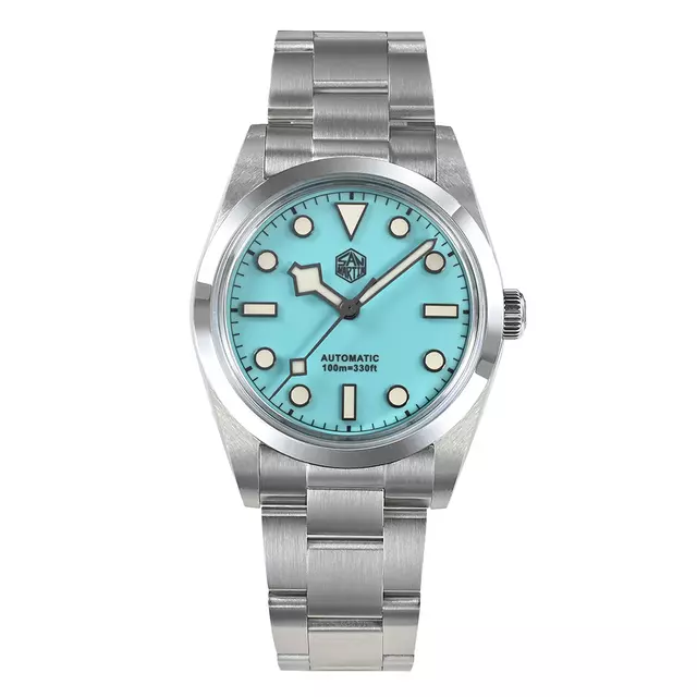 San Martin SN021-G-B3 with light blue dial and snowflake hands