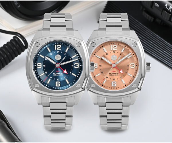 New Arrivals SAN MARTIN New GMT 39.5mm mechanical watch 200 meters waterproof self-design with HANGZHOU 6460 movement SN026-G-C