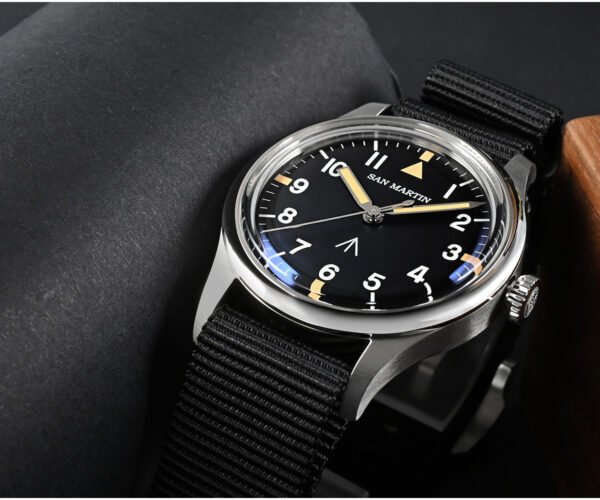 On Sale!!! San Martin Watches 36MM Pilot Style Watch Nylon Strap with VH31 Mechaquartz Movement 10Bar SN0105-G-XB