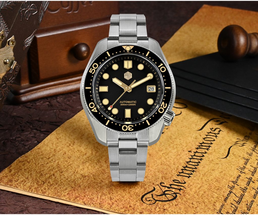 San Martin Watches New 44mm Vintage MM300 Men Diving Watch NH35 Gilt