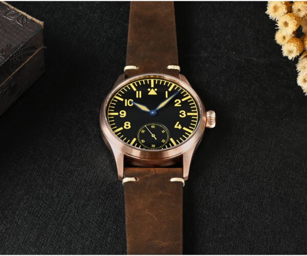 Bronze Watch San Martin 41mm Cusn8 Bronze Pilot Watch NH35 Automatic Mechanical Men Watches Military Simple Sapphire 10Bar SN0117-Q