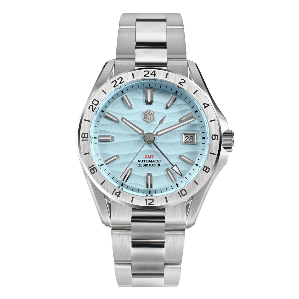 San Martin SN0129-G2-GMT Ice Blue Texture Dial
