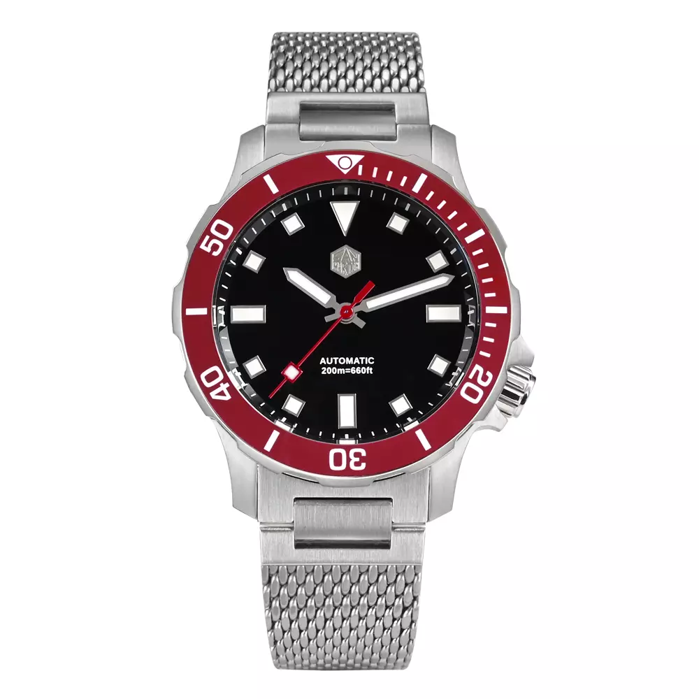San Martin SN085-B Black Dial With Red Bezel Insert
