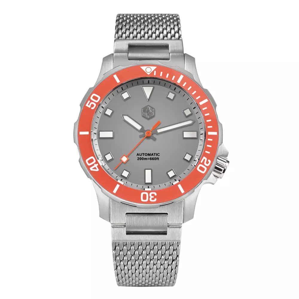 San Martin SN085-B Grey Dial With Orange Bezel Insert