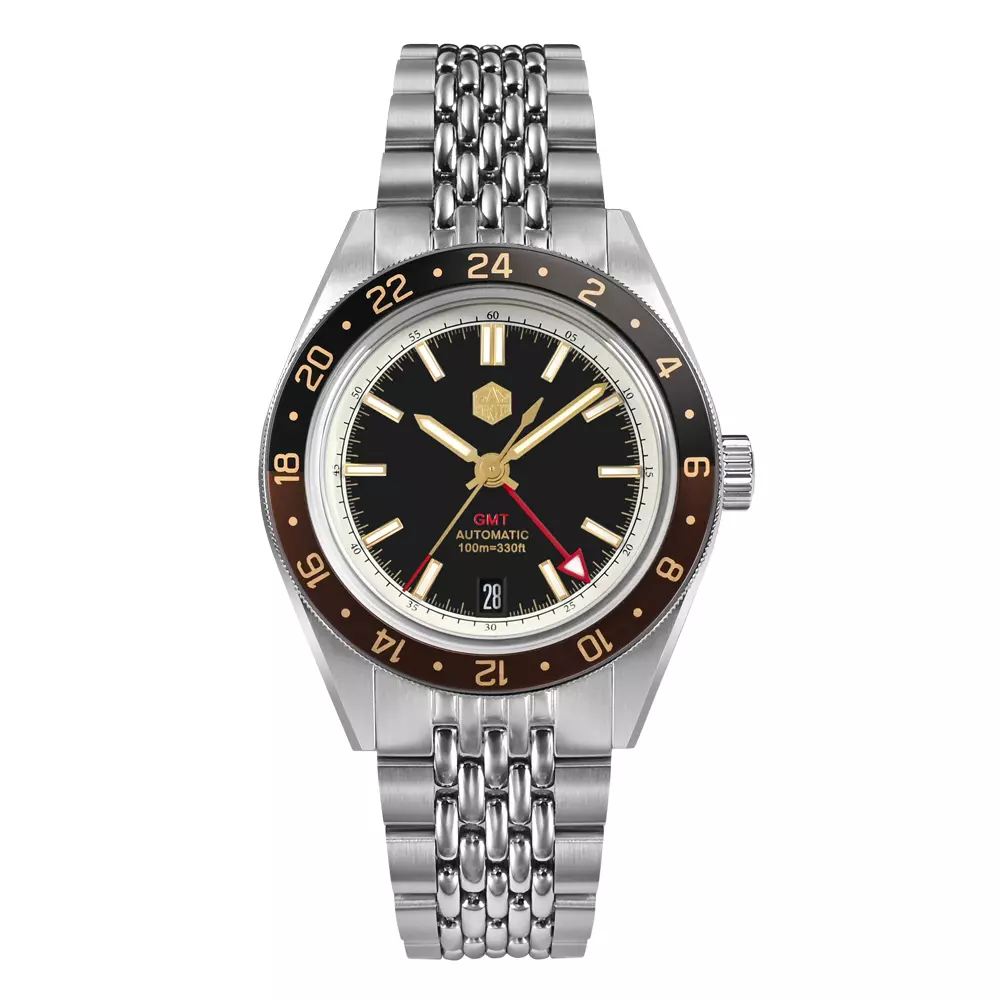San Martin SN0116-G-V4 Black Dial with Brown Bezel