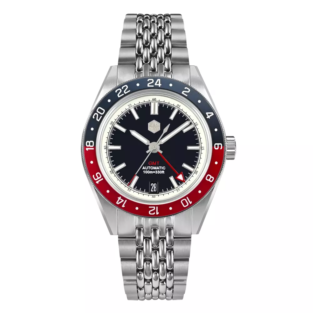 San Martin SN0116-G-V4 Dark Blue Dial with Blue and Red Bezel