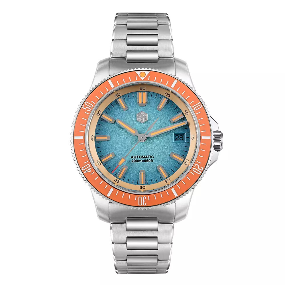 San Martin SN0118-B Blue Dial With Orange Bezel Insert