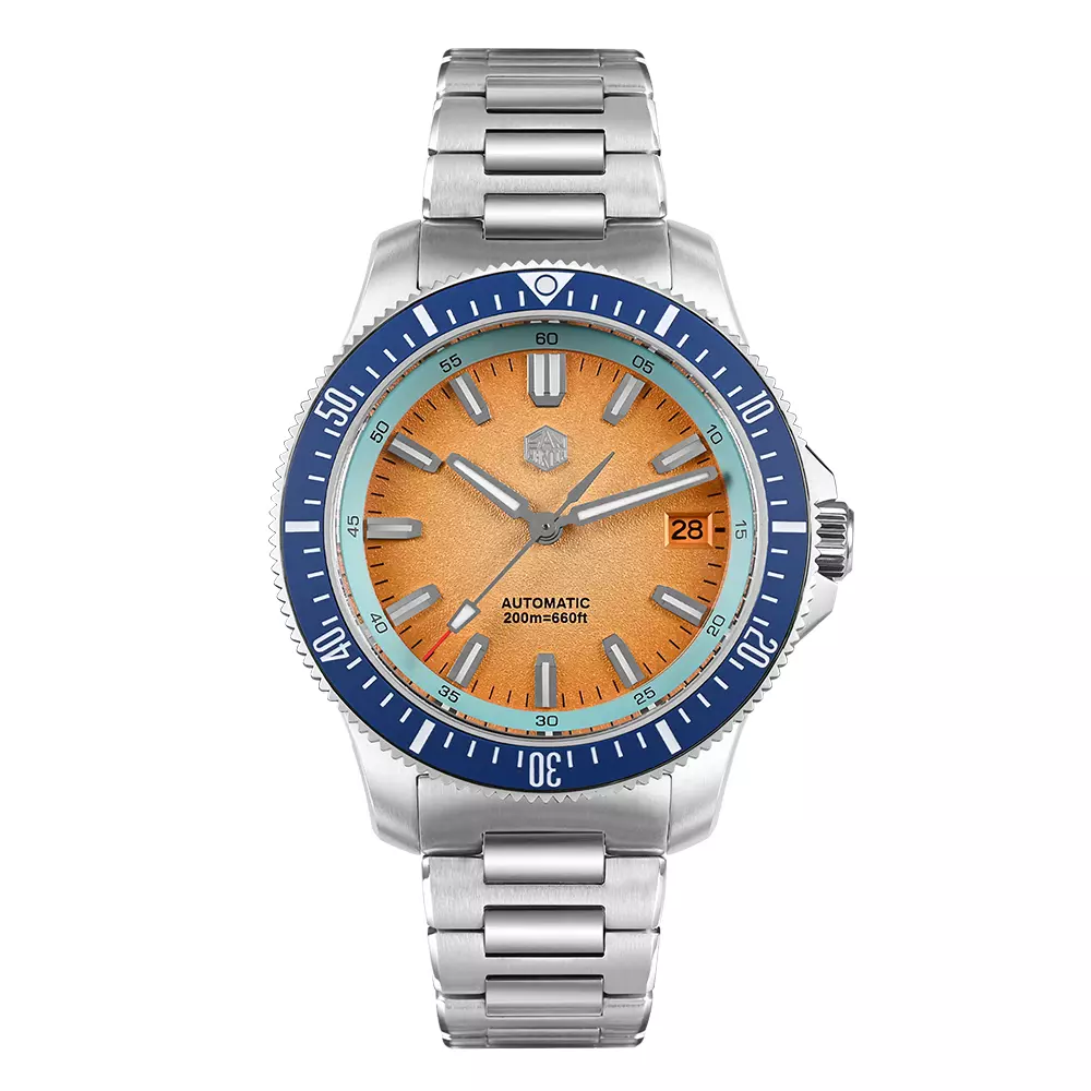 San Martin SN0118-B Orange Dial With Blue Bezel Insert