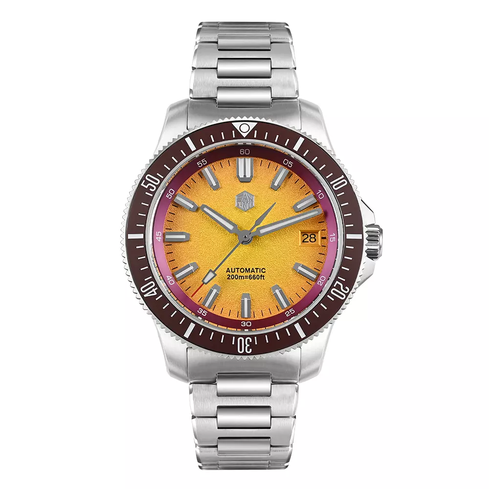 San Martin SN0118-B Orange-Yellow Dial With Brown Bezel Insert
