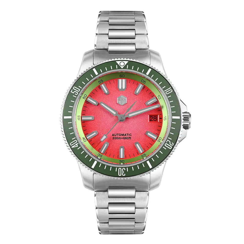 San Martin SN0118-B Red Dial With Green Bezel Insert