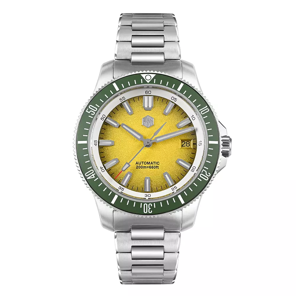 San Martin SN0118-B Yellow Dial With Green Bezel Insert