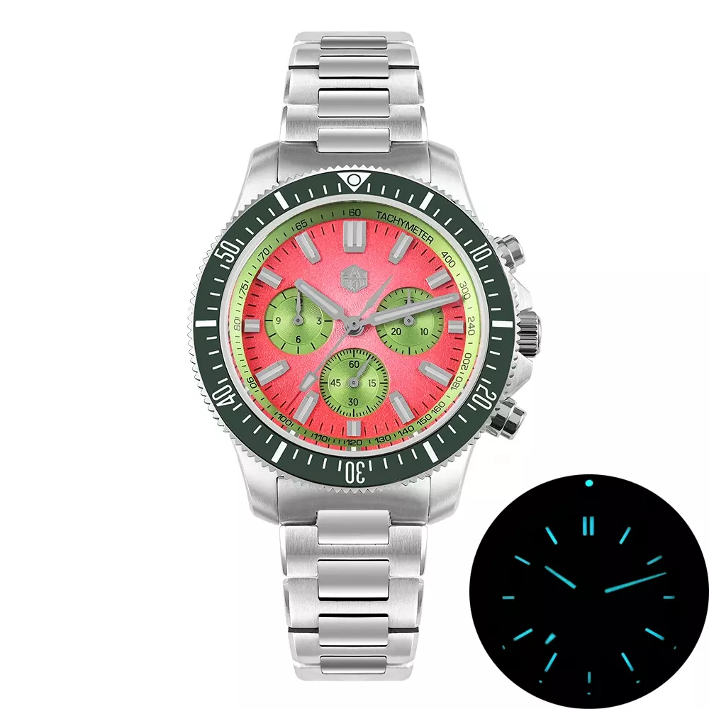 San Martin SN0118-JS Gradient Red Dial With Green Bezel Insert