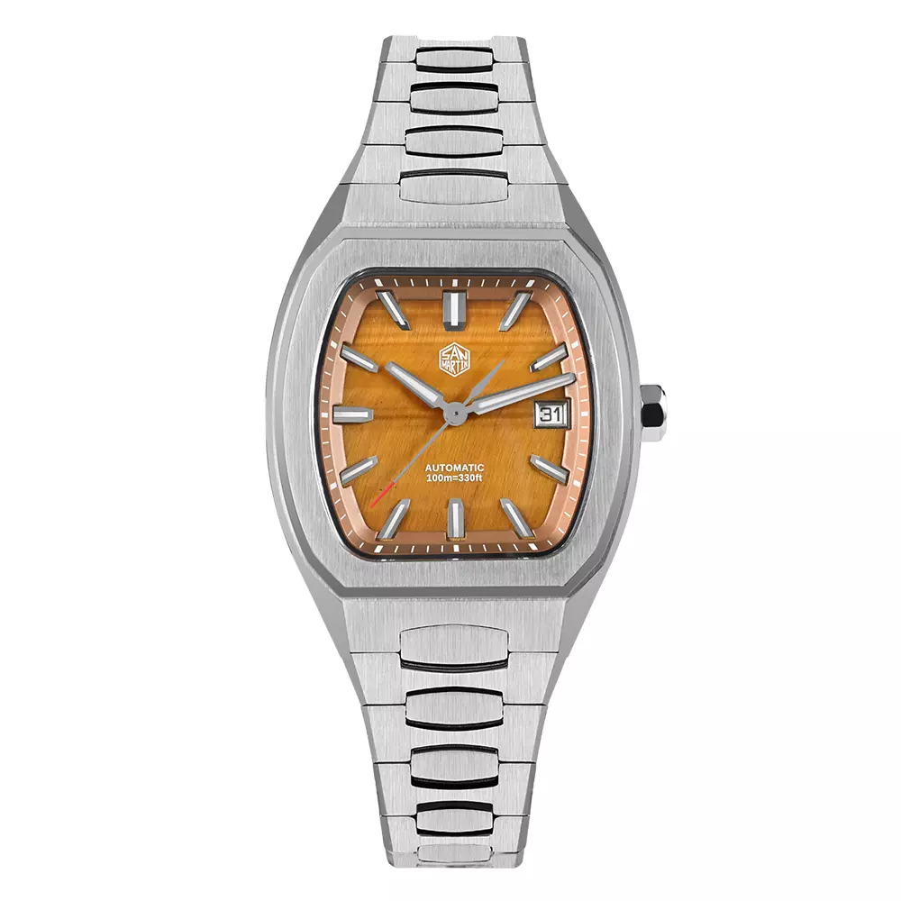 San Martin SN0145-G1 Brown Tiger Eye Stone Dial