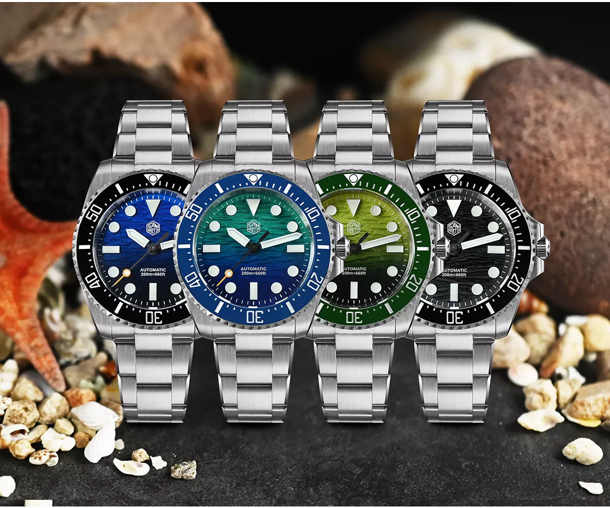 San Martin New 38mm Diver Watch Pencil Hands Miyota 90S5 Automatic Mechanical Sapphire BGW-X1 Lume Gradient Dial SN0126-GS