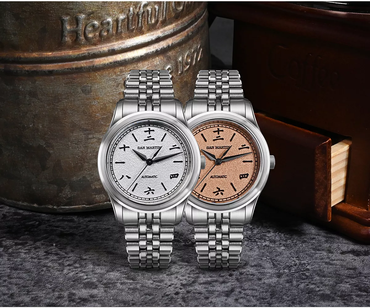 San Martin New 39mm Luxury Men's Business Dress Watch 90S5 Automatic Mechanical Waterproof 100m Luminous SN0144-CG5 Spark Pattern Dial