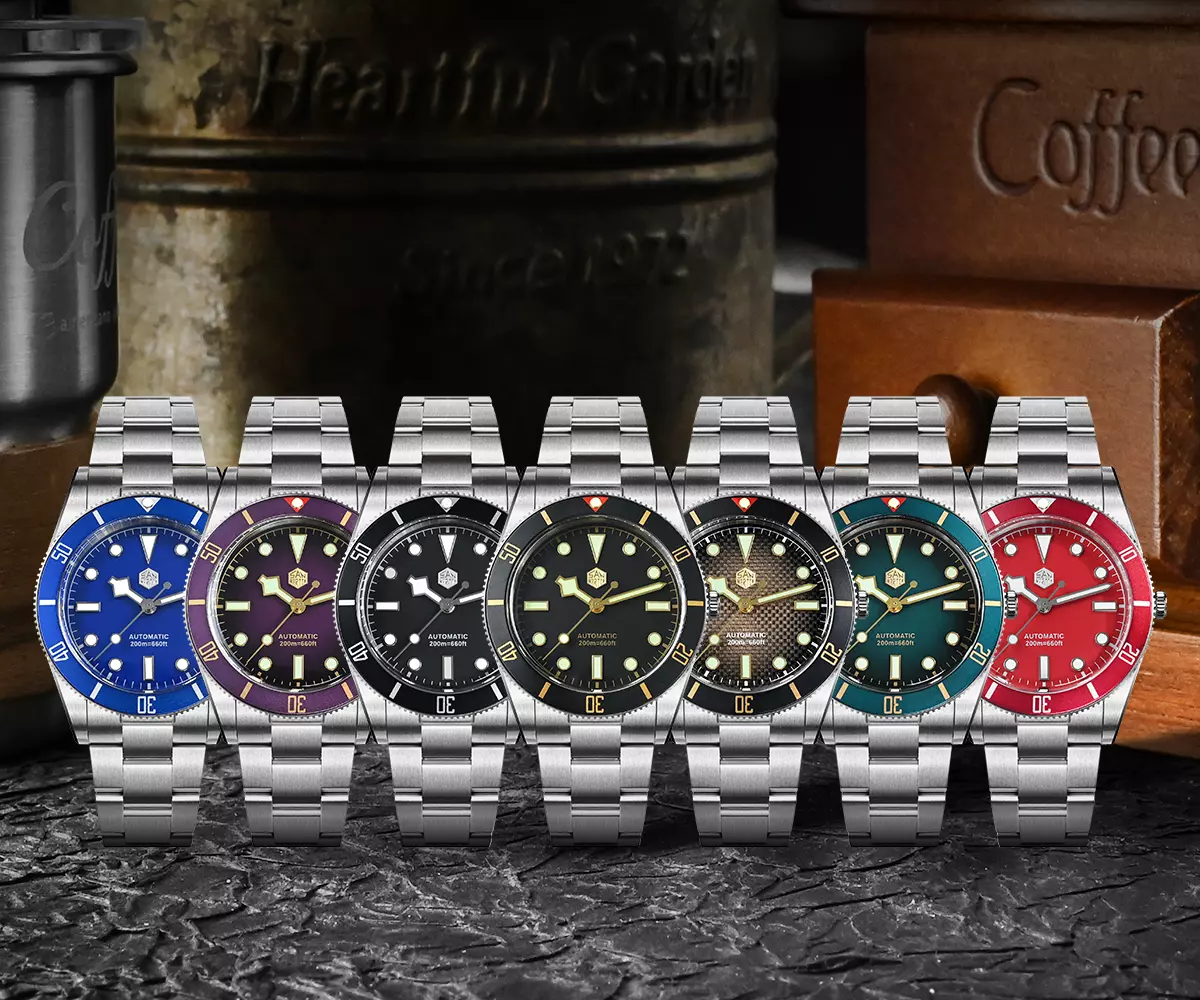 San Martin New SN0138-B 37mm ST2130 BB Diver Watch 20Bar Stainless Steel Automatic Mechanical watch Sapphire Luminous with new dial colors