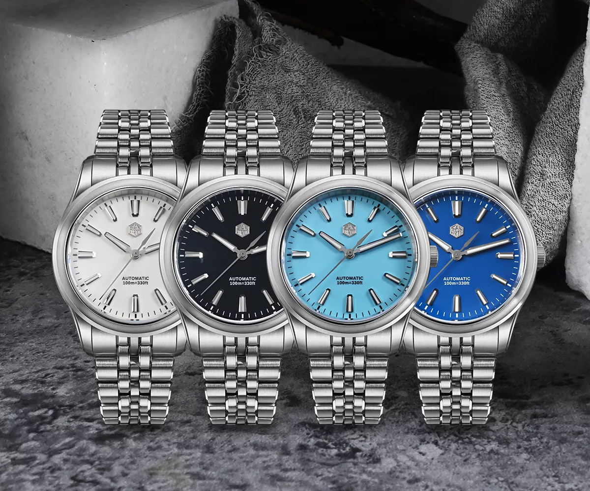 San Martin New SN0144-CG7 39mm Luxury Men's Business Dress Watch 90S5 Automatic Mechanical Waterproof 100m Luminous Enamel Dial