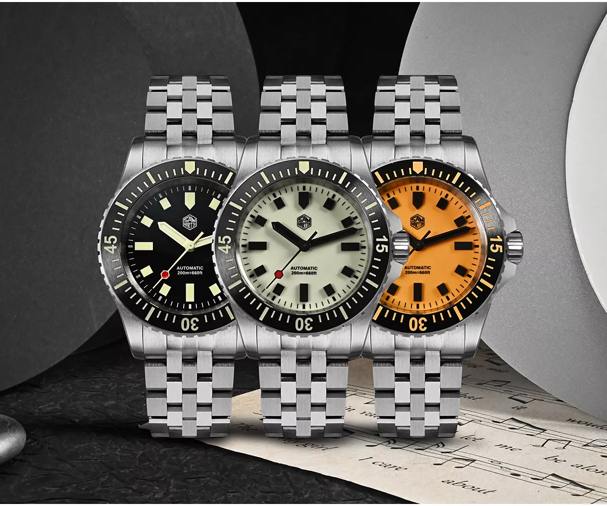 SAN MARTIN NEW VERSION SN0012-GB ST2130 MOVEMENT original mechanical watch 200 meters waterproof with stainless steel bracelet