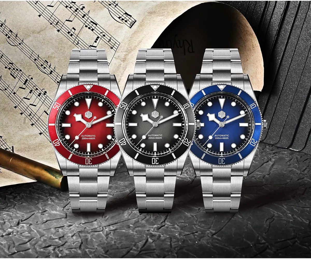 San Martin New SN0138-B2 37mm Gradient Dial ST2130 BB Diver Watch 20Bar Stainless Steel Automatic Mechanical watch Sapphire Luminous