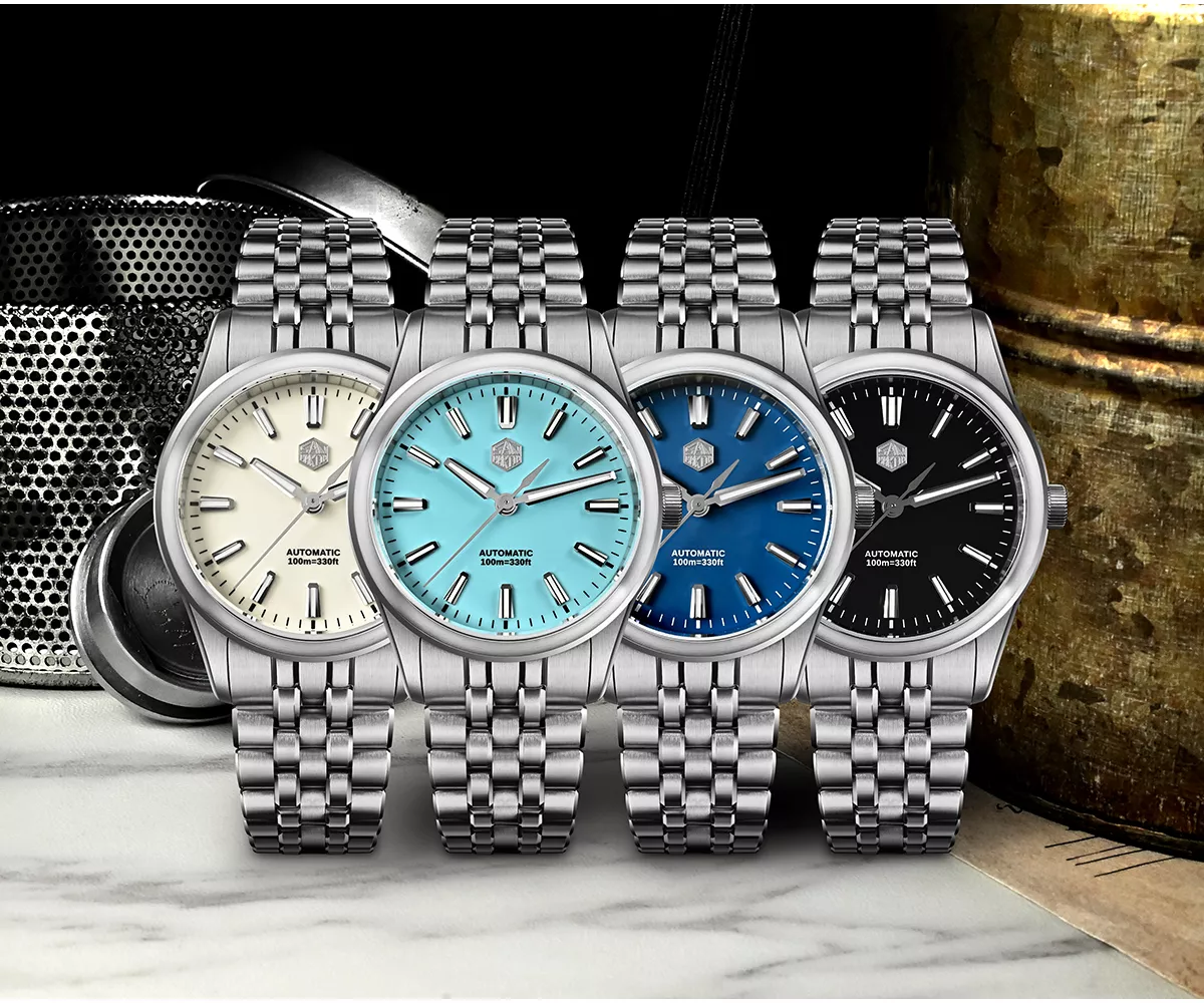 San Martin New SN0144-CGS 36mm Luxury Men's Business Dress Watch 90S5 Automatic Mechanical Waterproof 100m Luminous Enamel Dial