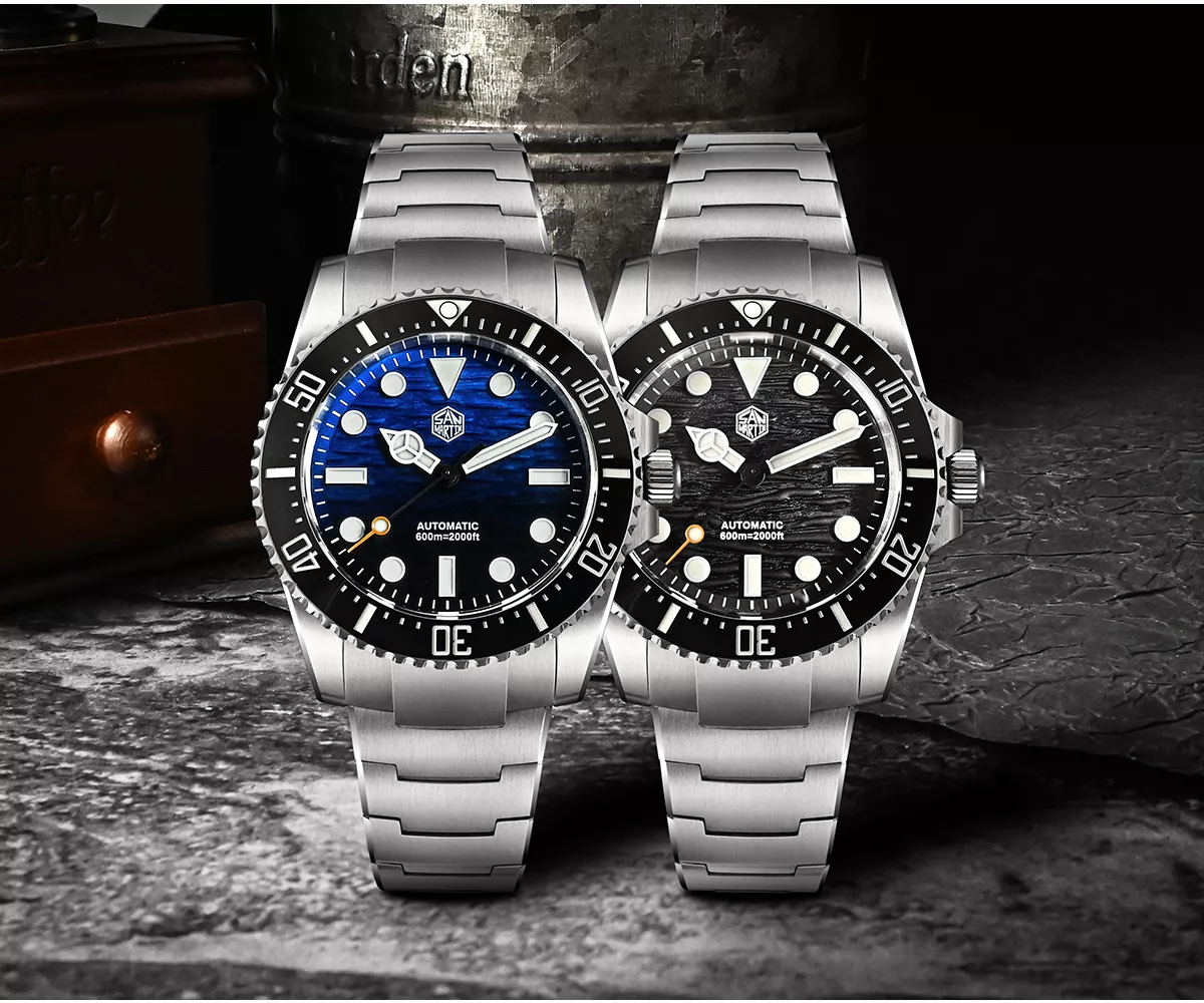 San Martin New SN0126-GL 42mm Diver Watch 600M waterproof Mercedes Hands Miyota 90S5 Automatic Mechanical Sapphire BGW-X1 Lume Gradient Dial helium valve