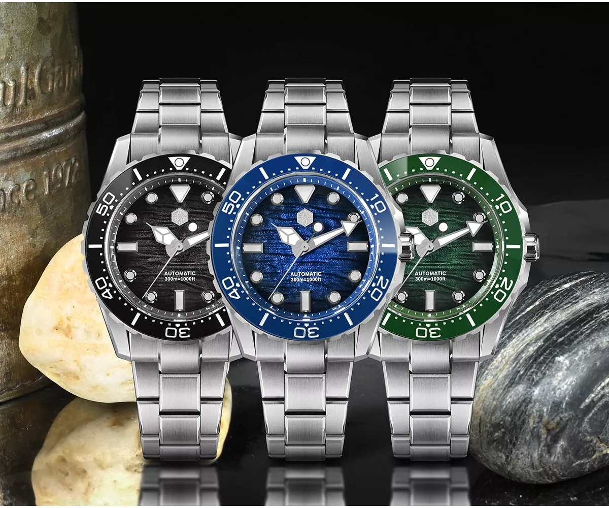 San Martin Watches New SN0154-G 40mm Original Design Dive Watch Automatic Mechanical ST2130 Waterproof 300m Gradient dial BGW-X1 Luminous