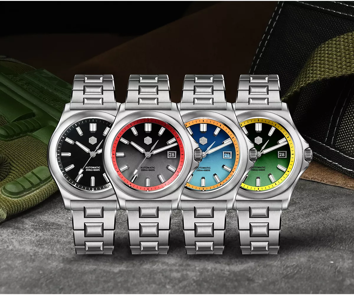 San Martin New SN0119-B 41mm Miyota 9015 Original Design Fashion Men Sports Watch Automatic Mechanical Waterproof 200m Gradient Dials